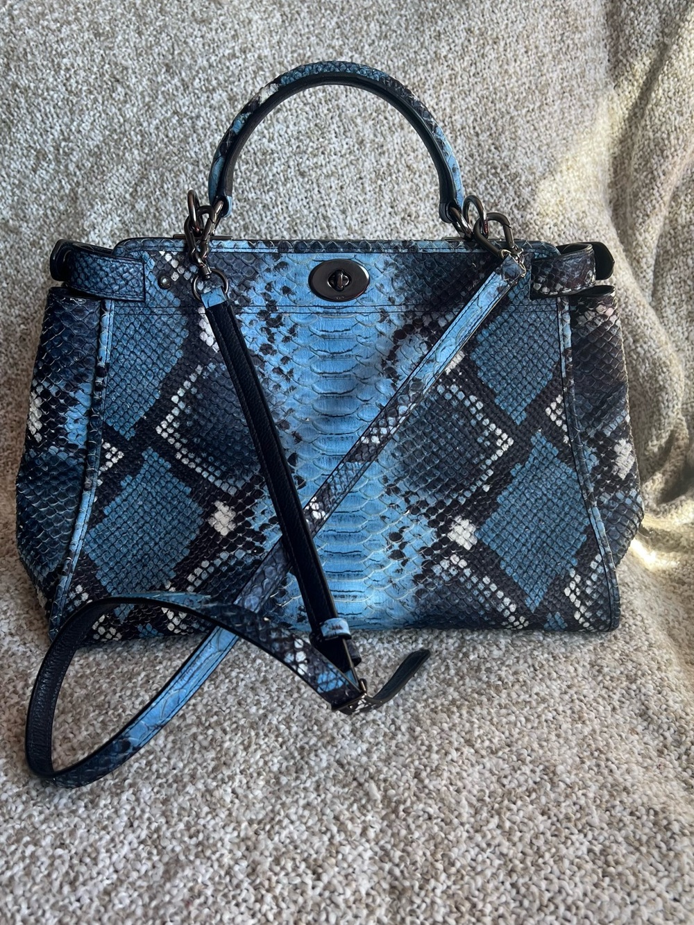 Coach Gramercy Blue Python Satchel - Picture 2 of 16